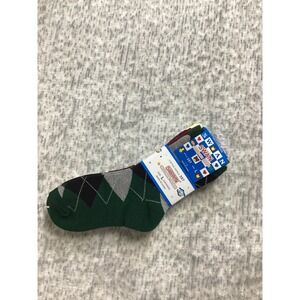 Swan Computer Socks 3Pair Pack Argyle Pattern Green Grey Yellow Style 357 Size L